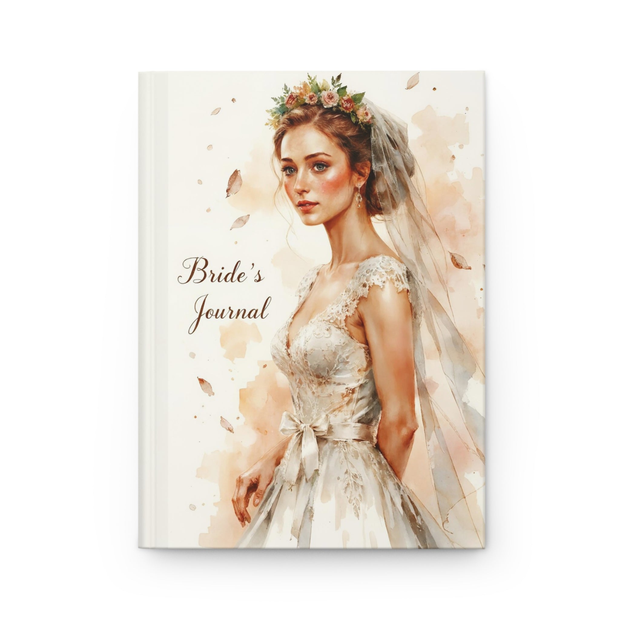Journal cover with a bride illustration and 'Bride's Journal' text on a white background