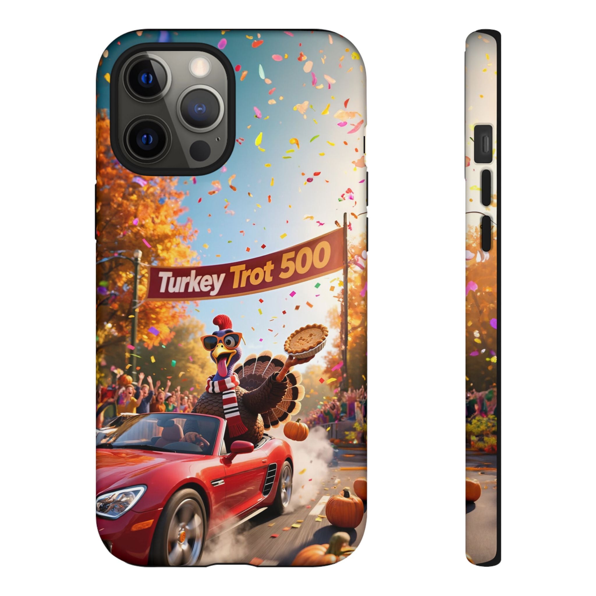 Turkey Trot 500 Phone Case – Festive Thanksgiving Racing Turkey Design