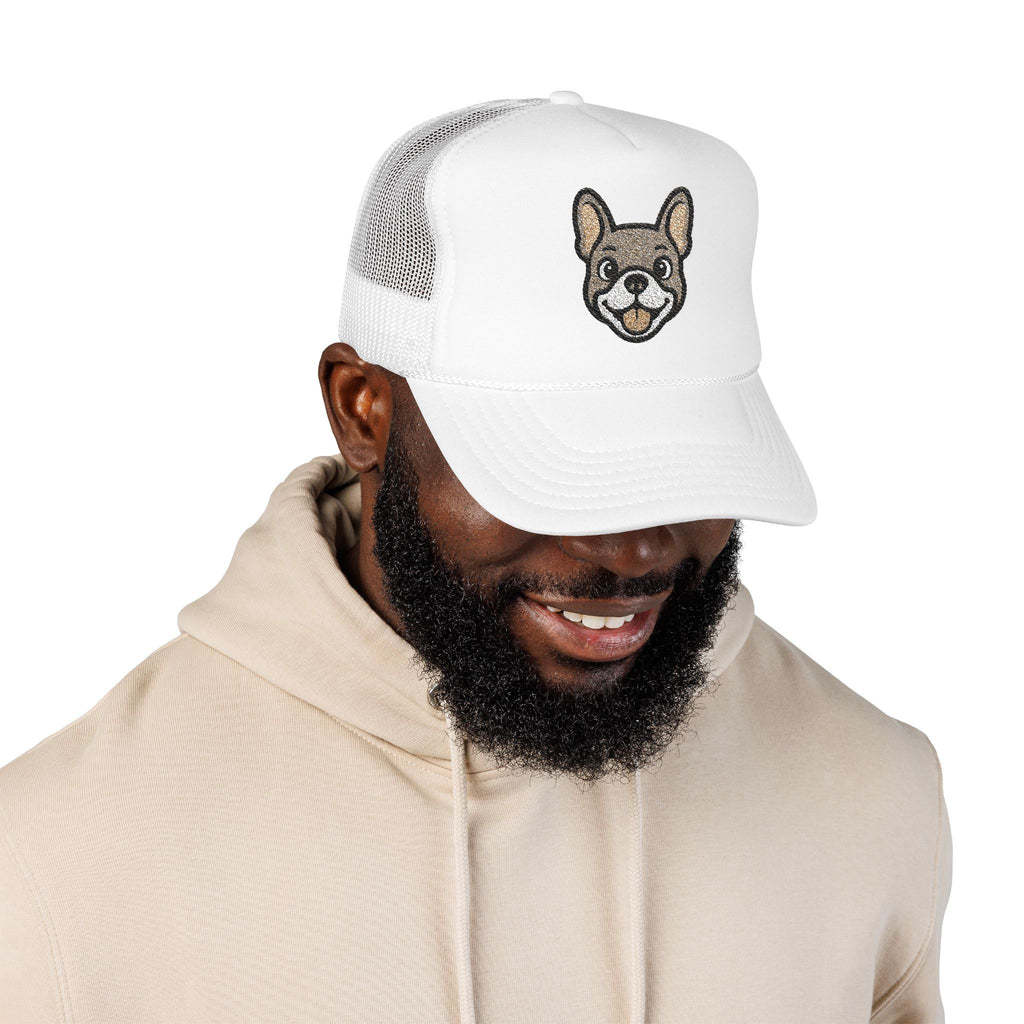 Embroidered French Bulldog Dog Face Foam Trucker Hat