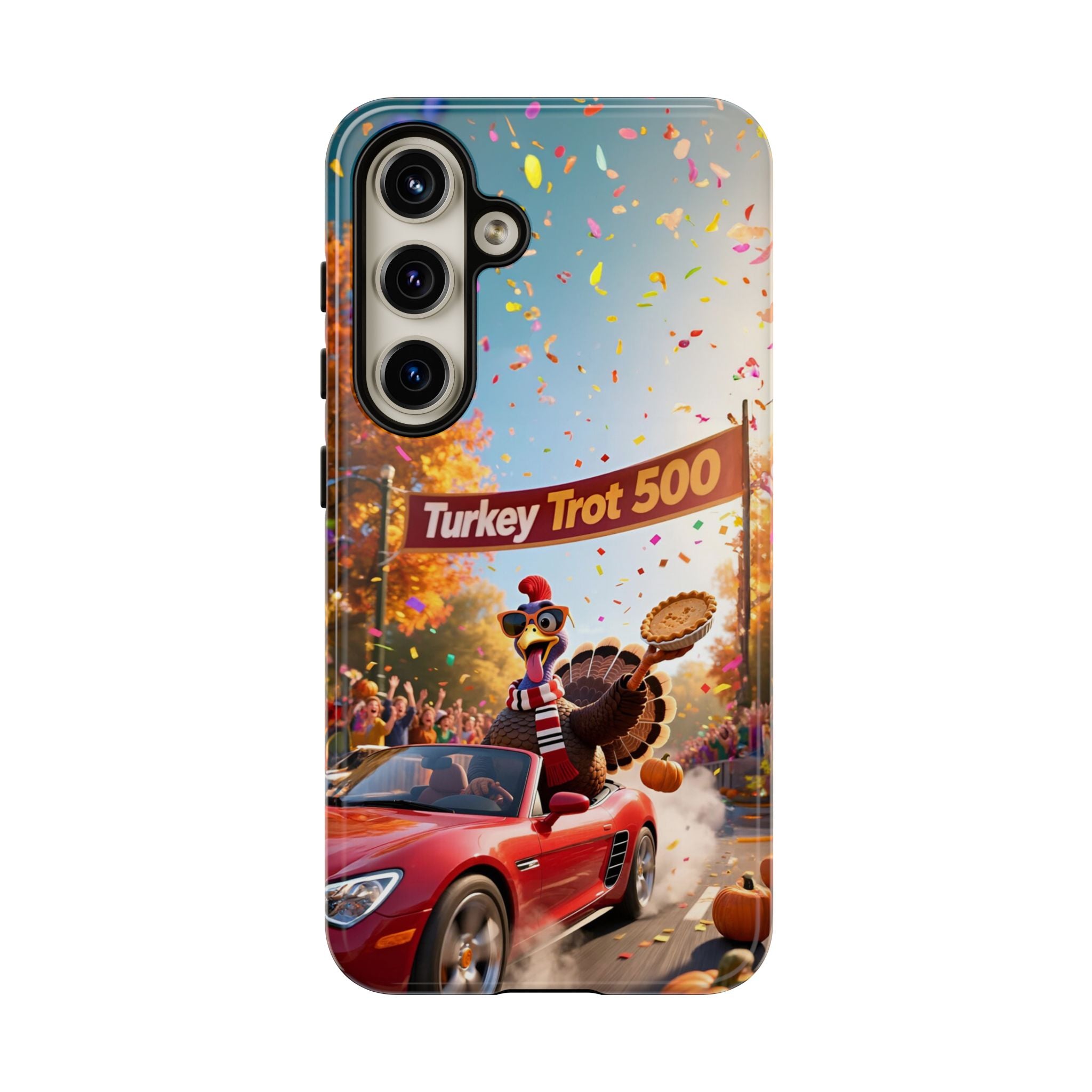 Turkey Trot 500 Phone Case – Festive Thanksgiving Racing Turkey Design