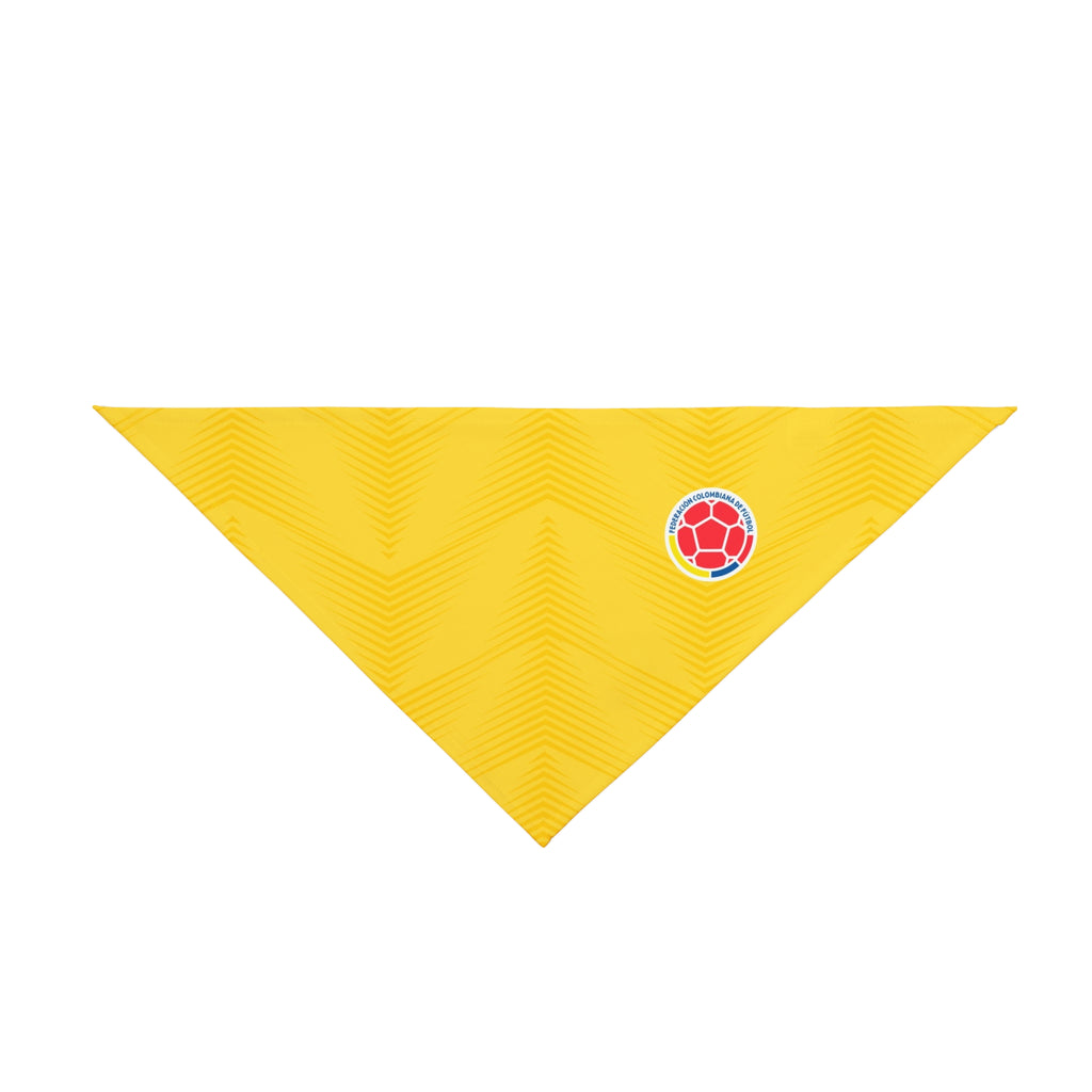 Colombia Soccer Pet Bandana — Yellow Dog/Cat Scarf with Football Emblem