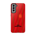 Spain Soccer Tough Phone Case — Customizable "Your Name Here" Red Team Protector
