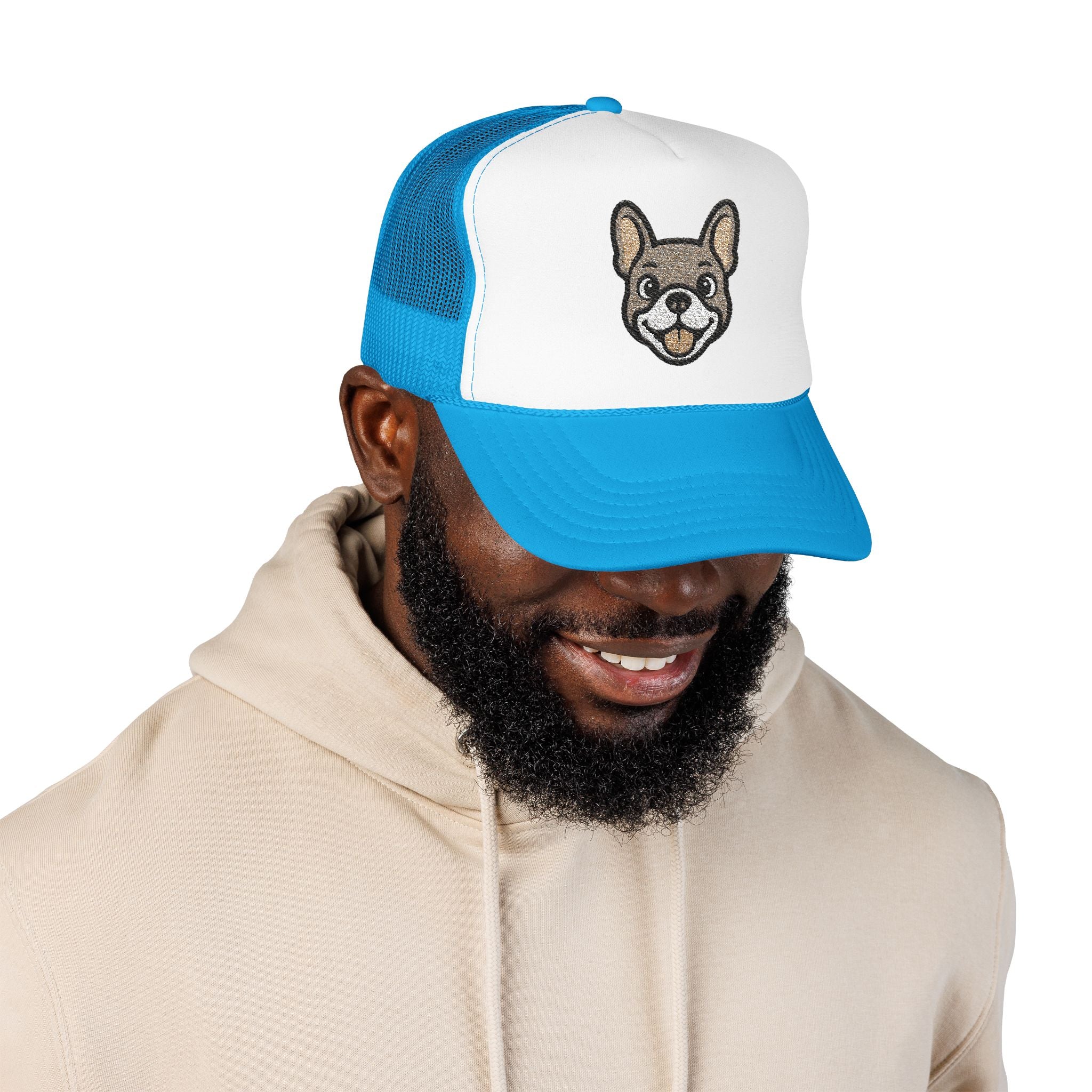Embroidered French Bulldog Dog Face Foam Trucker Hat