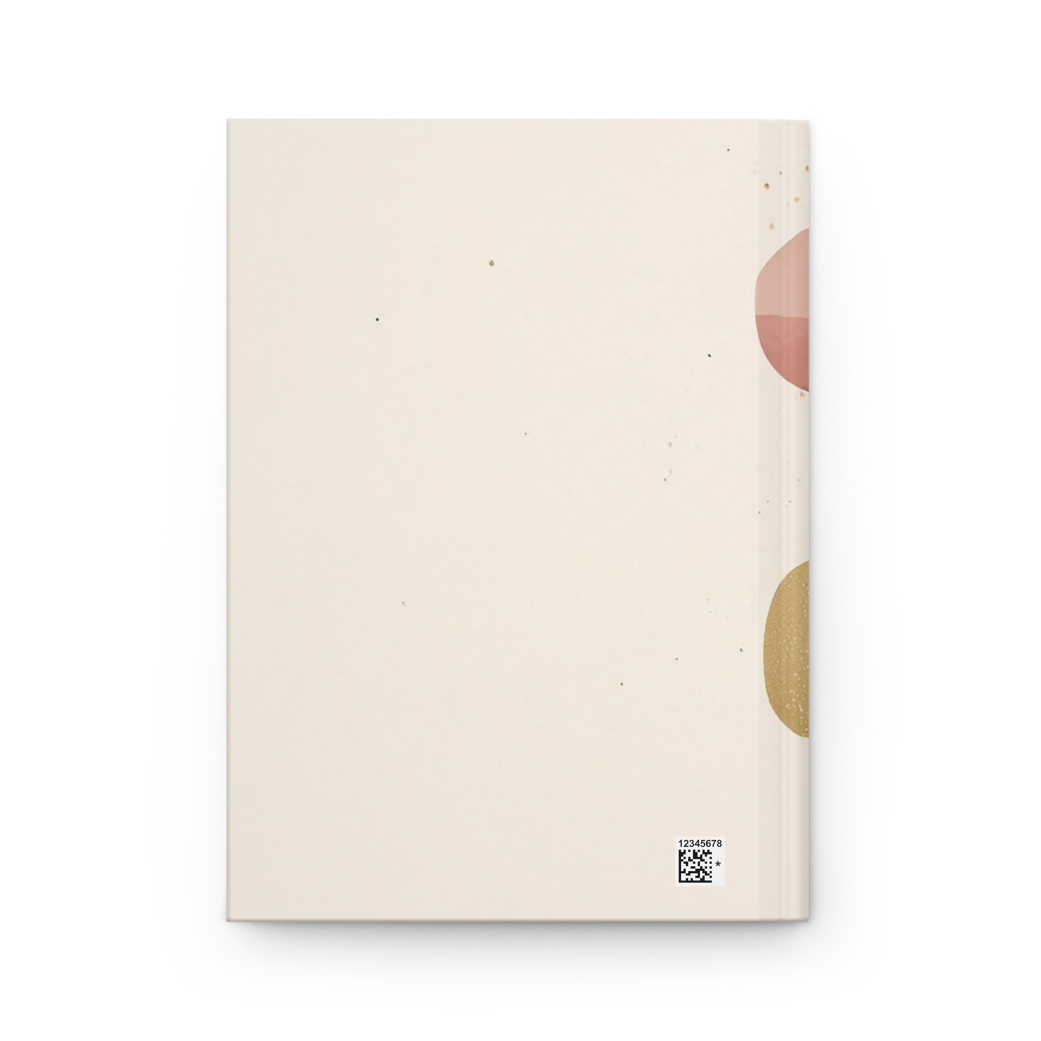 Beige notebook with abstract circular designs on a white background