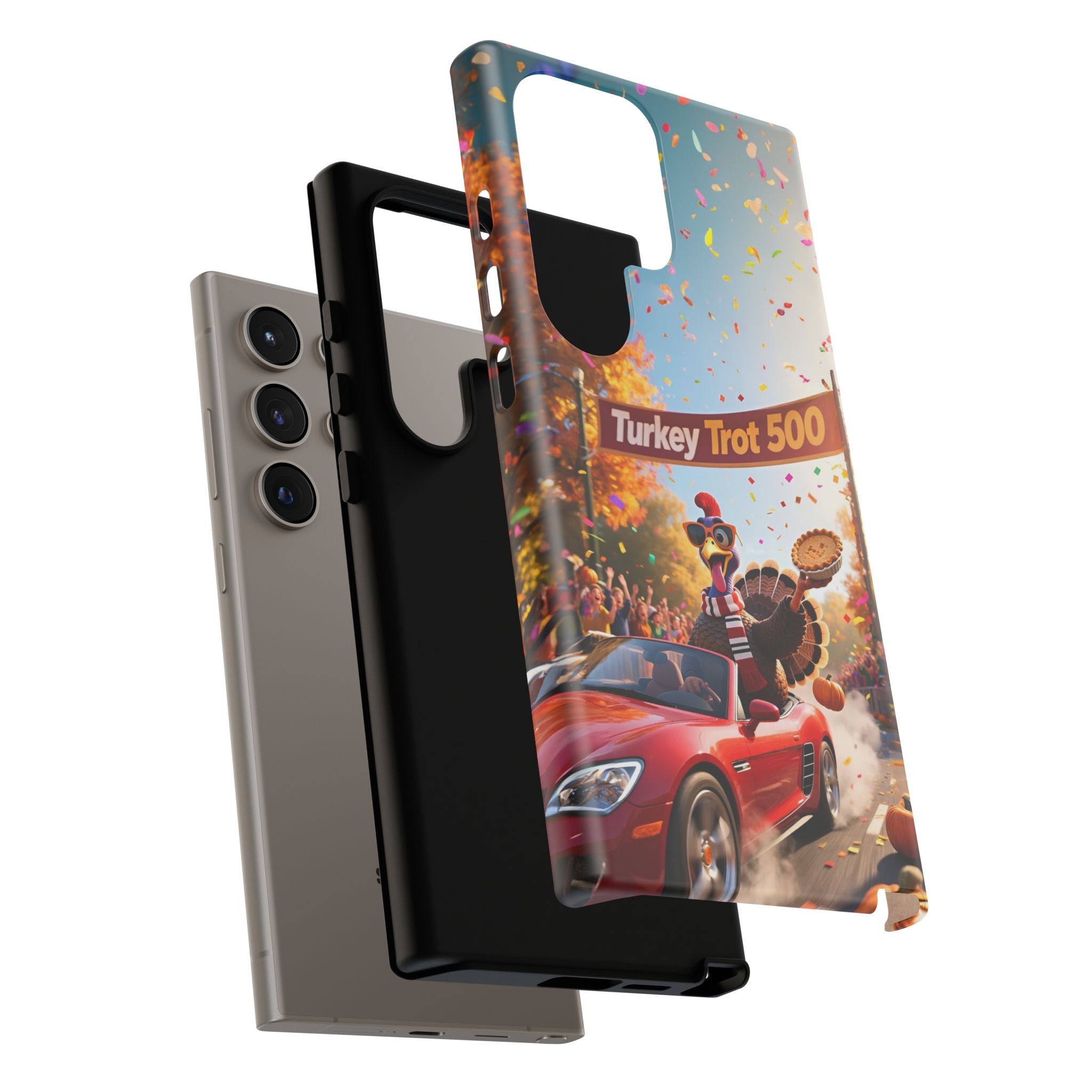 Turkey Trot 500 Phone Case – Festive Thanksgiving Racing Turkey Design