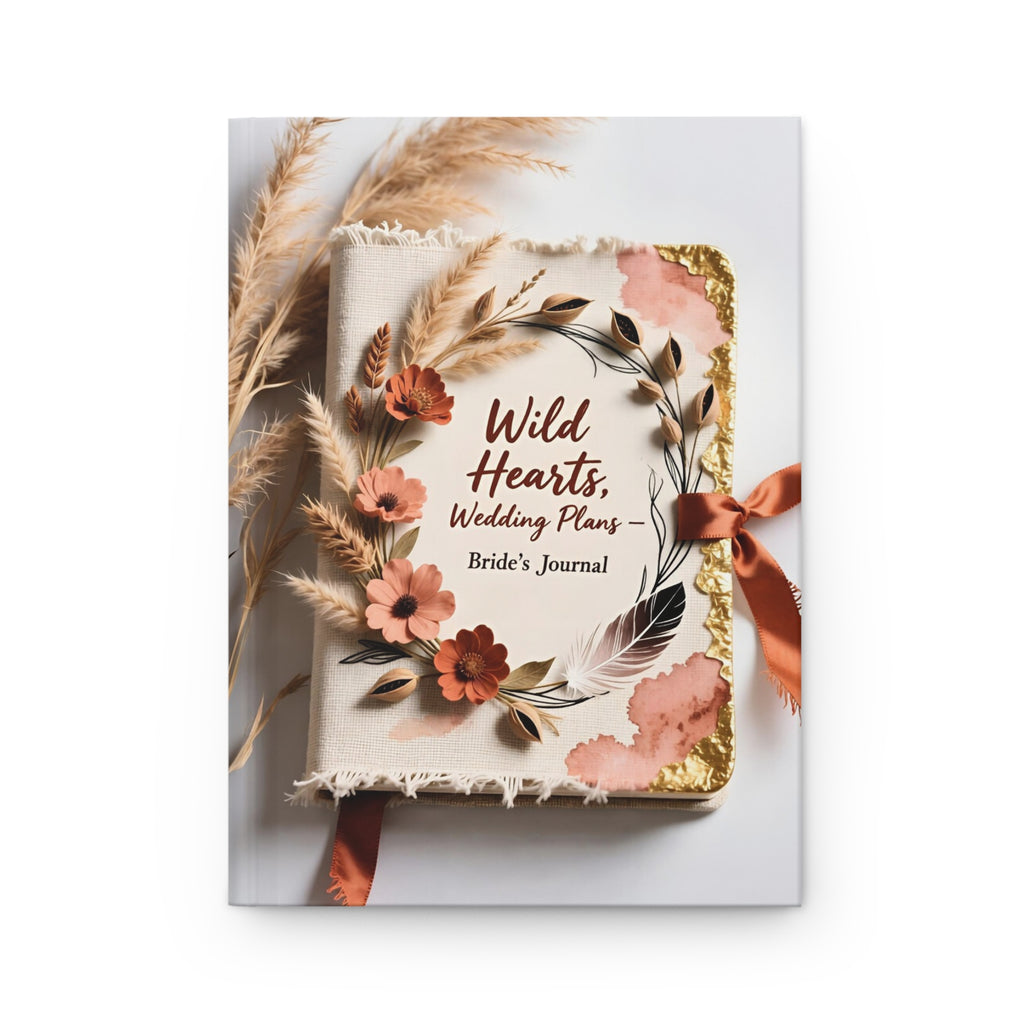 Bride's journal with floral design and text on a white background