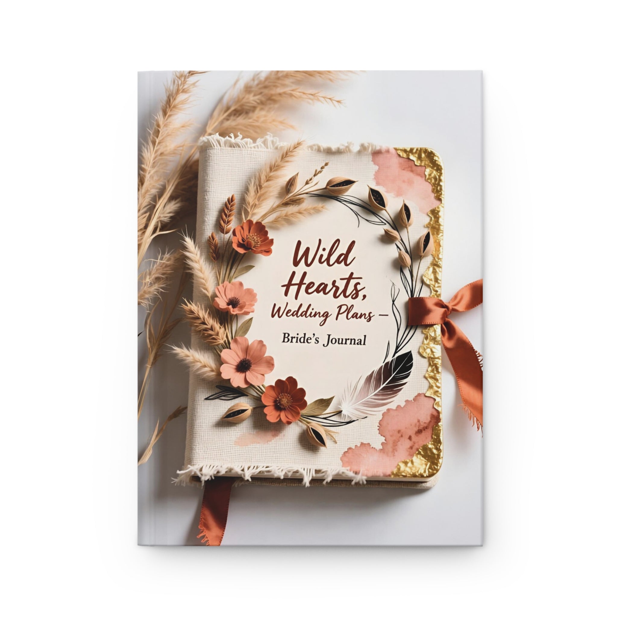 Bride's journal with floral design and text on a white background