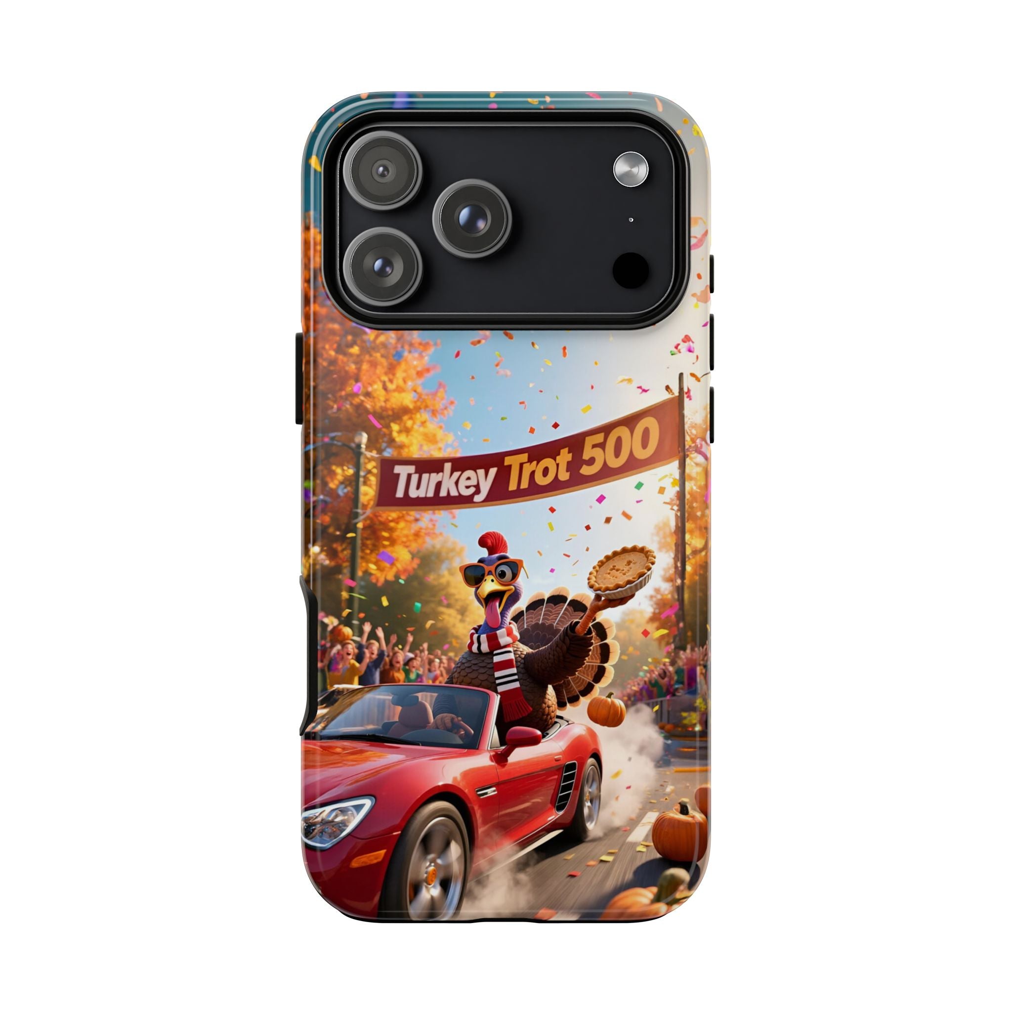 Turkey Trot 500 Phone Case – Festive Thanksgiving Racing Turkey Design