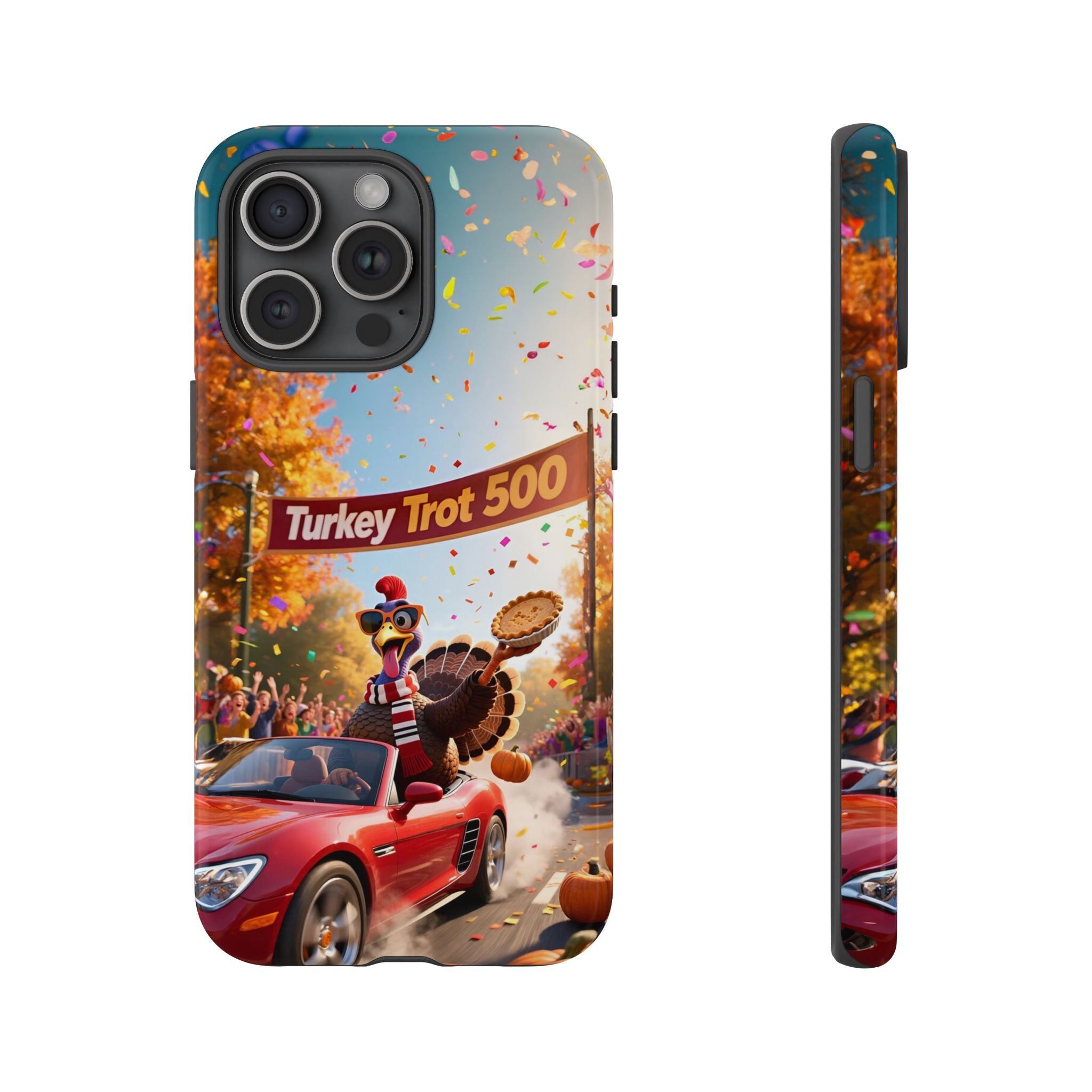 Turkey Trot 500 Phone Case – Festive Thanksgiving Racing Turkey Design