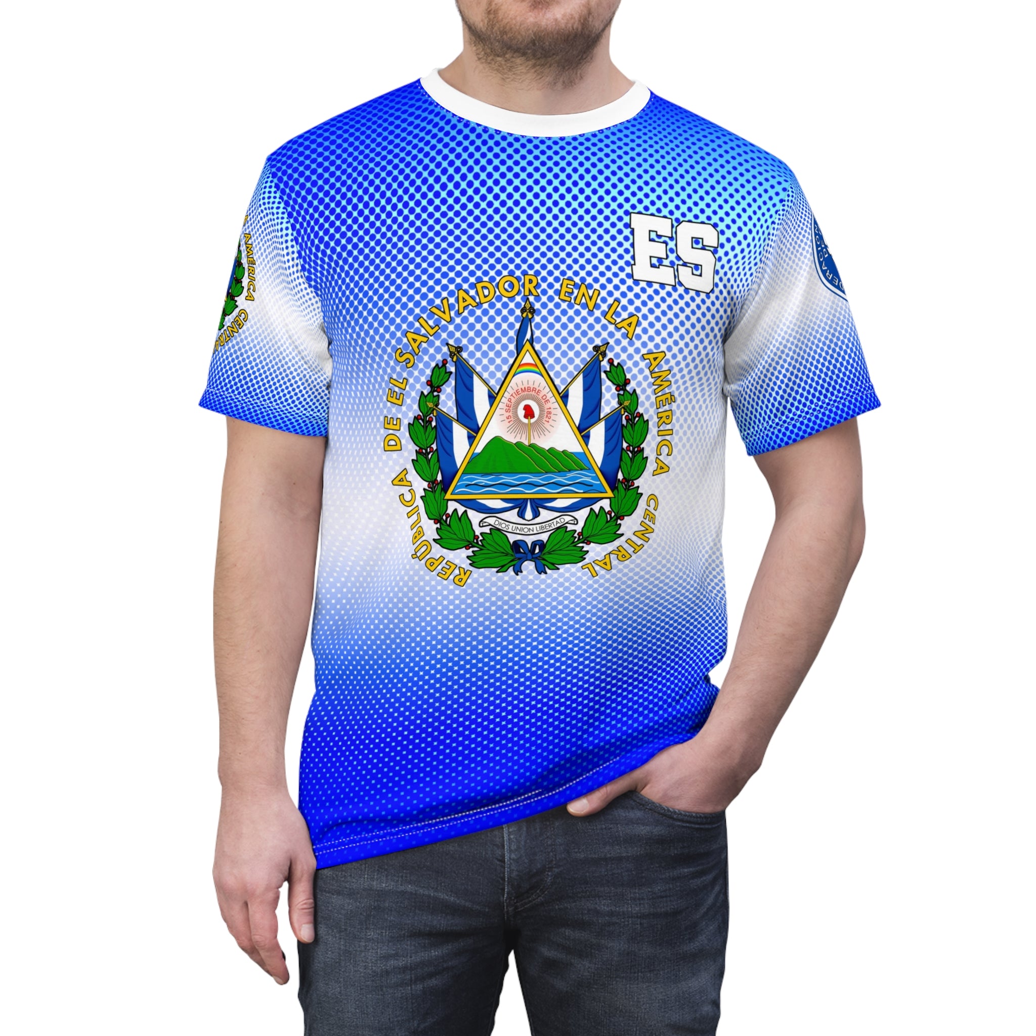 El Salvador Soccer Jersey doted — Custom Jersey