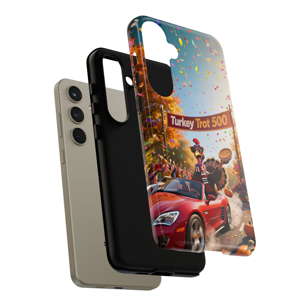 Turkey Trot 500 Phone Case – Festive Thanksgiving Racing Turkey Design