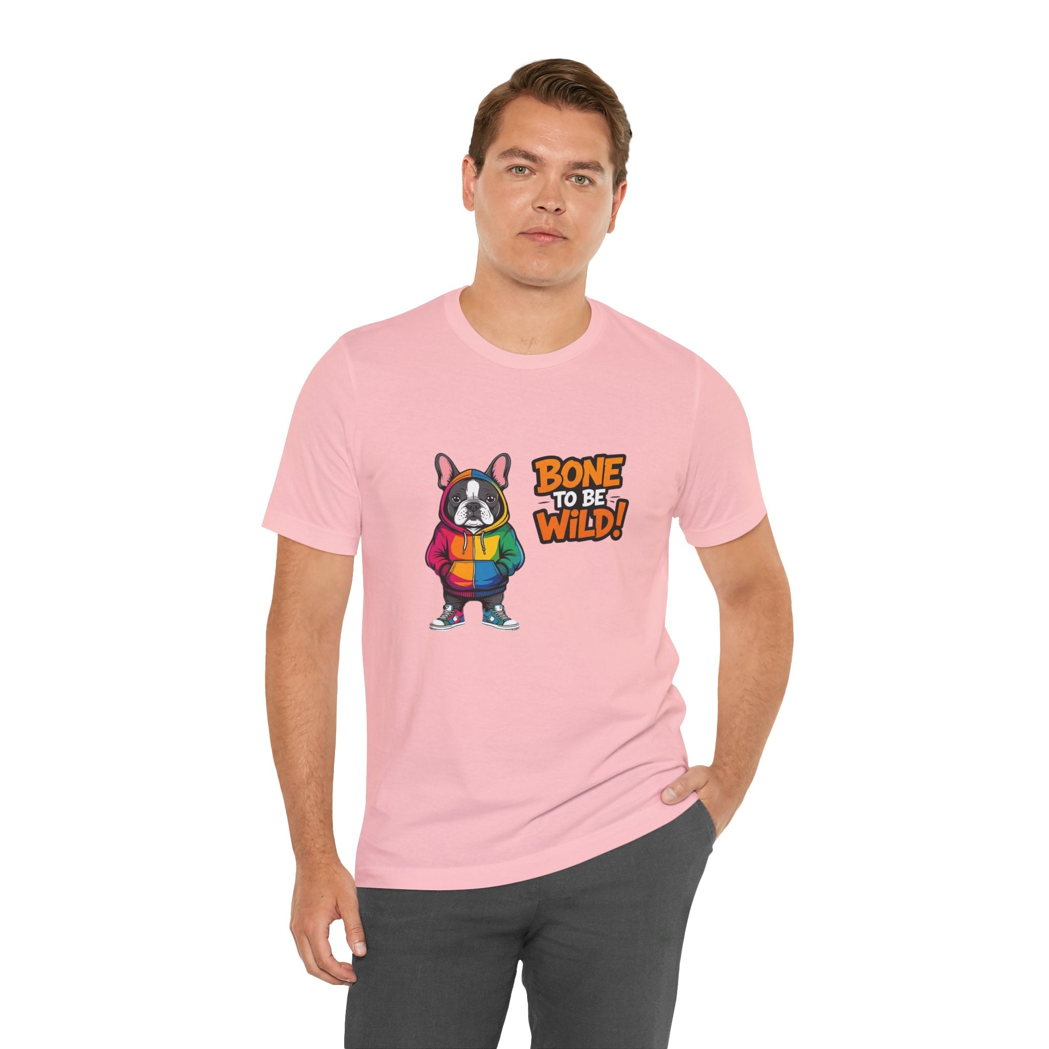 French Bulldog Colorful Dog Graphic Tee - 'Bone to Be Wild' Unisex Jersey Short Sleeve Shirt