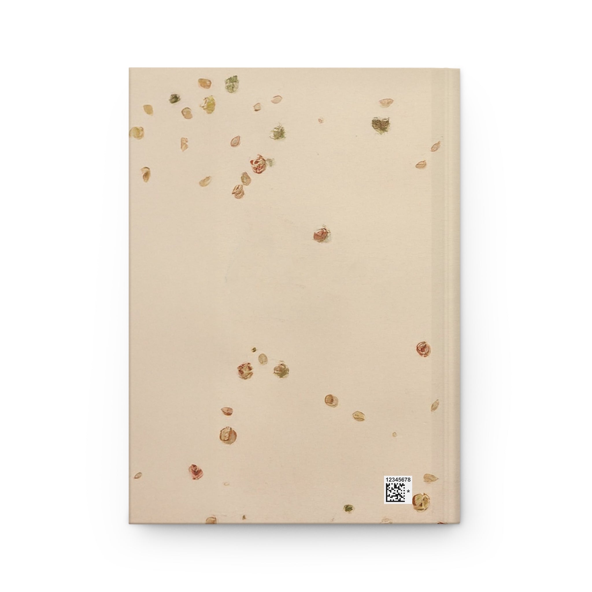 Beige notebook with floral patterns on a white background