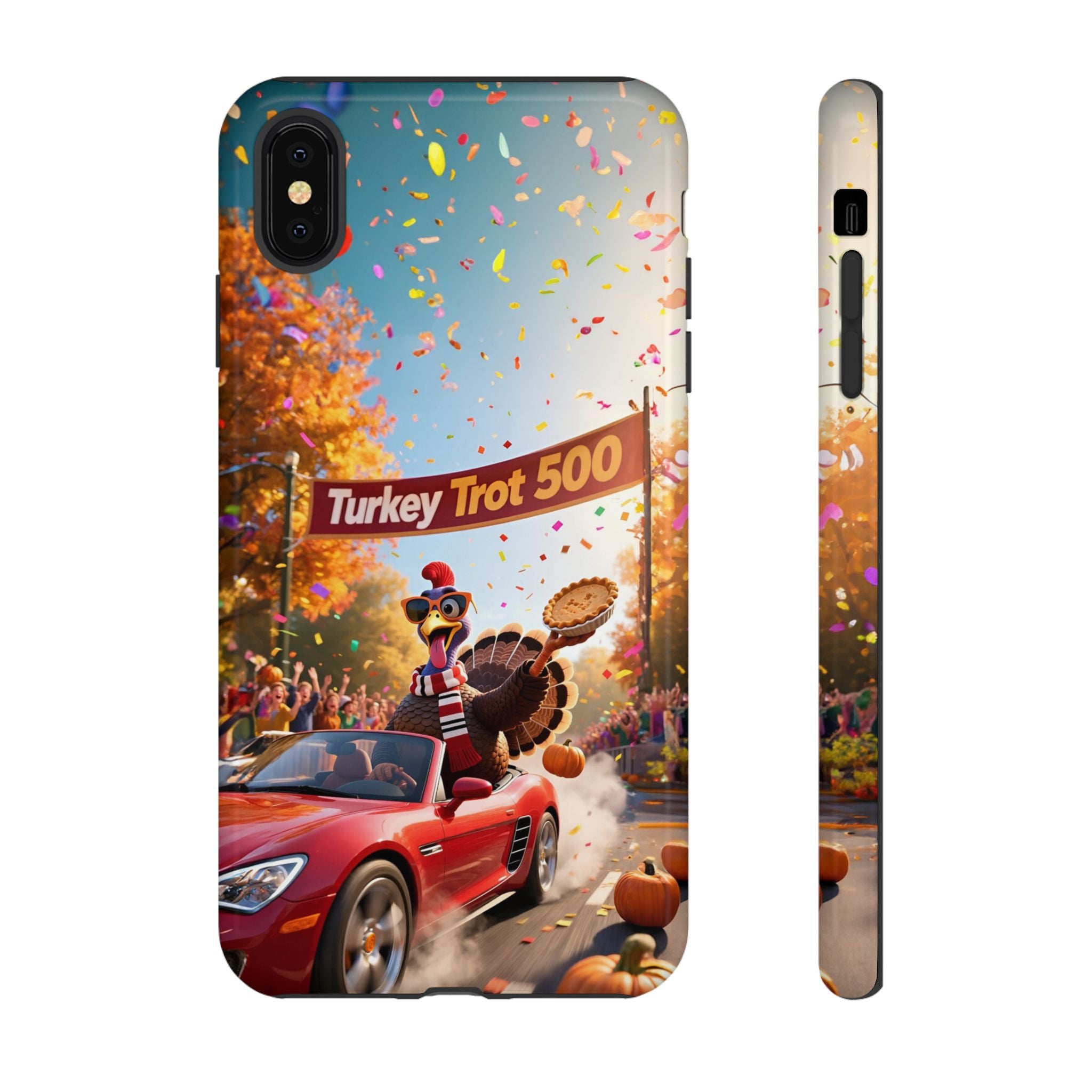 Turkey Trot 500 Phone Case – Festive Thanksgiving Racing Turkey Design