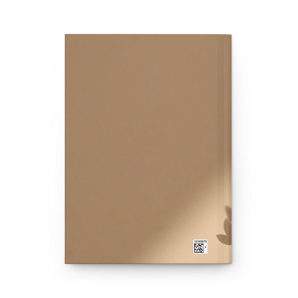 Brown notebook with a QR code on a white background