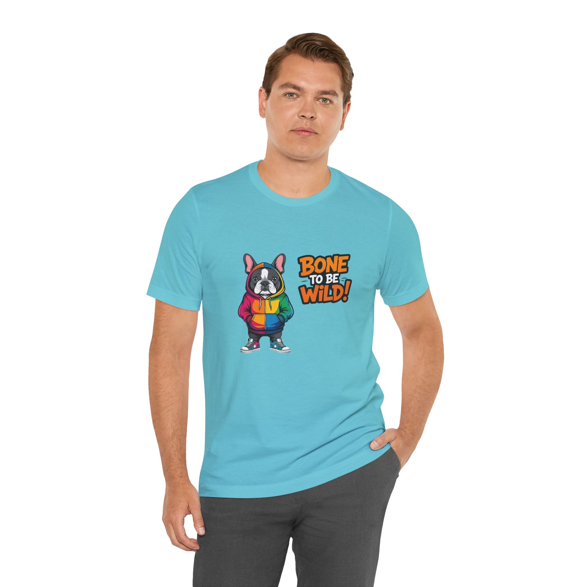 French Bulldog Colorful Dog Graphic Tee - 'Bone to Be Wild' Unisex Jersey Short Sleeve Shirt