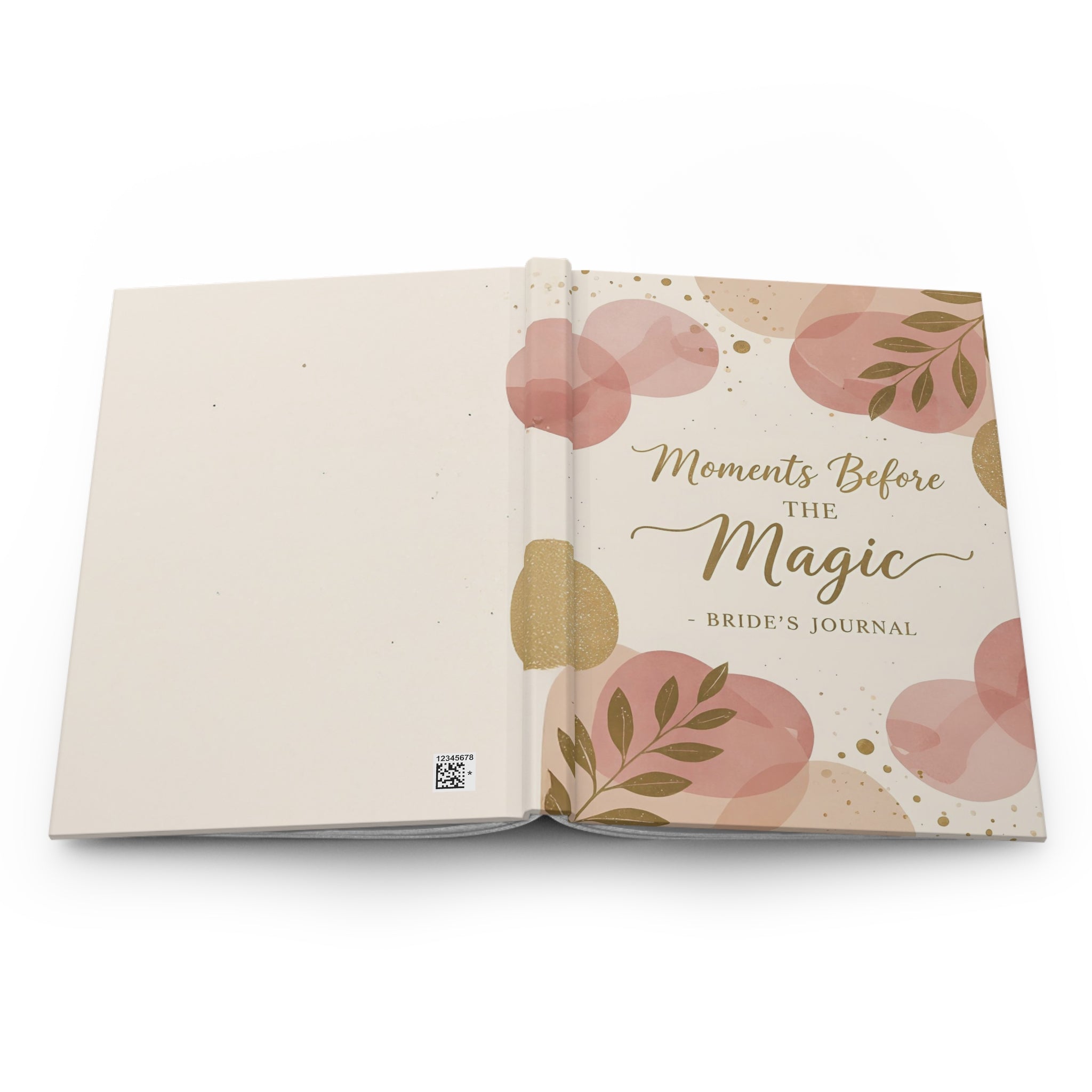 Bride's journal with floral design and text on a white background