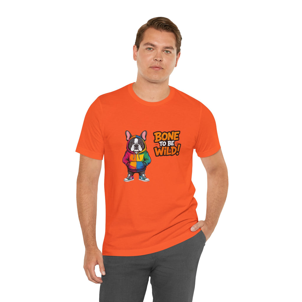 French Bulldog Colorful Dog Graphic Tee - 'Bone to Be Wild' Unisex Jersey Short Sleeve Shirt