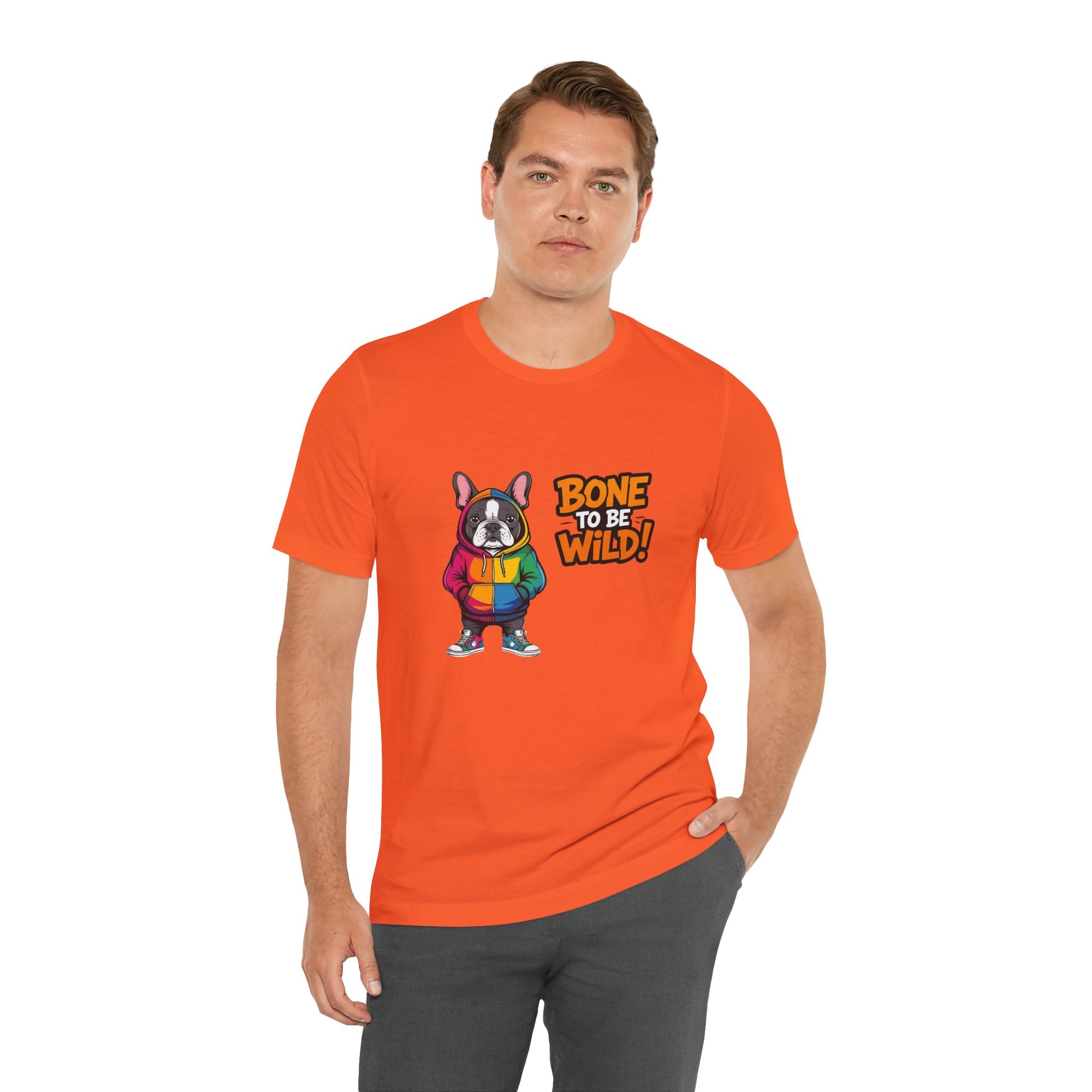 French Bulldog Colorful Dog Graphic Tee - 'Bone to Be Wild' Unisex Jersey Short Sleeve Shirt
