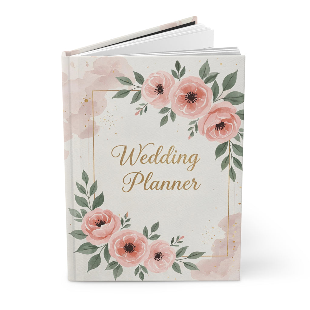 Wedding Planner Hardcover Journal — Floral Pink Rose Wedding Organizer