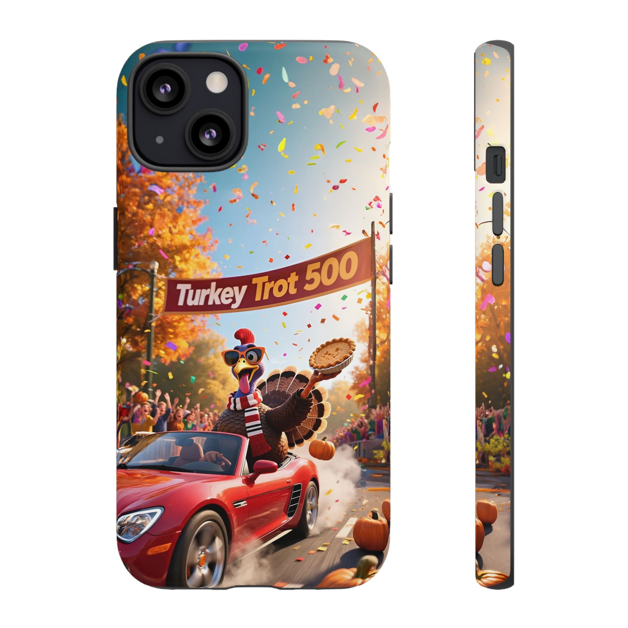 Turkey Trot 500 Phone Case – Festive Thanksgiving Racing Turkey Design