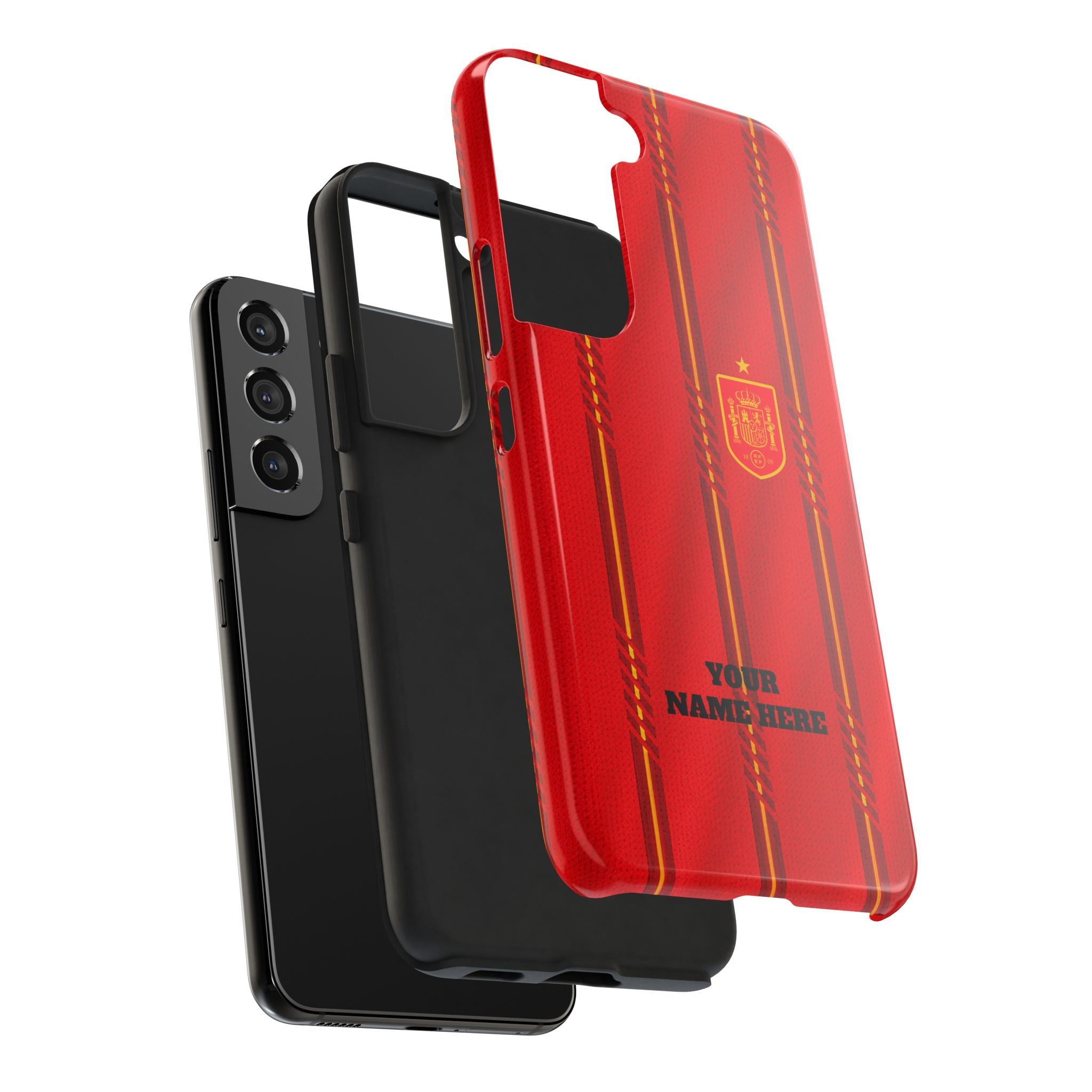 Spain Soccer Tough Phone Case — Customizable "Your Name Here" Red Team Protector