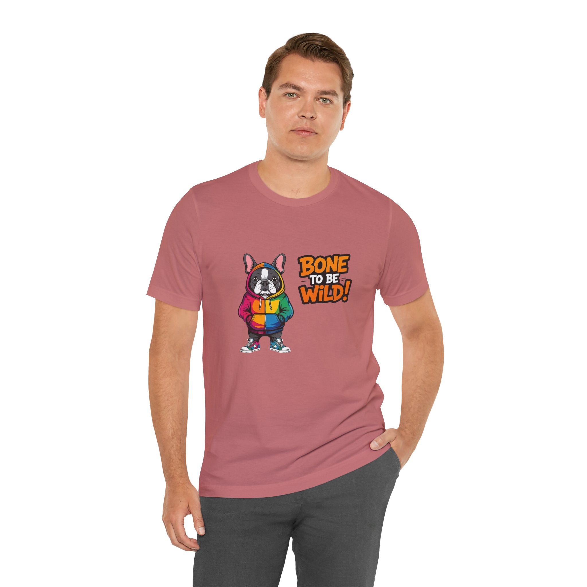 French Bulldog Colorful Dog Graphic Tee - 'Bone to Be Wild' Unisex Jersey Short Sleeve Shirt