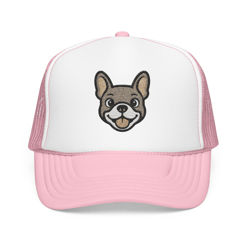 Embroidered French Bulldog Dog Face Foam Trucker Hat