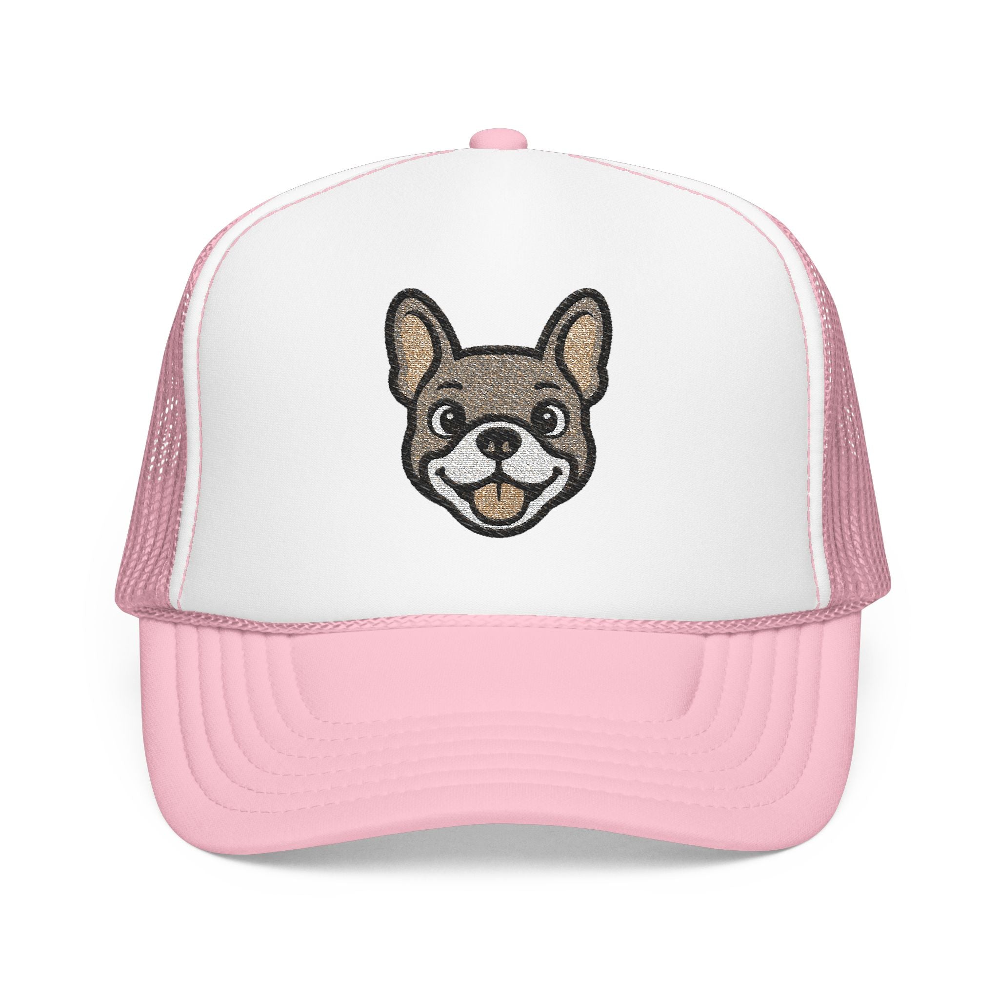 Embroidered French Bulldog Dog Face Foam Trucker Hat