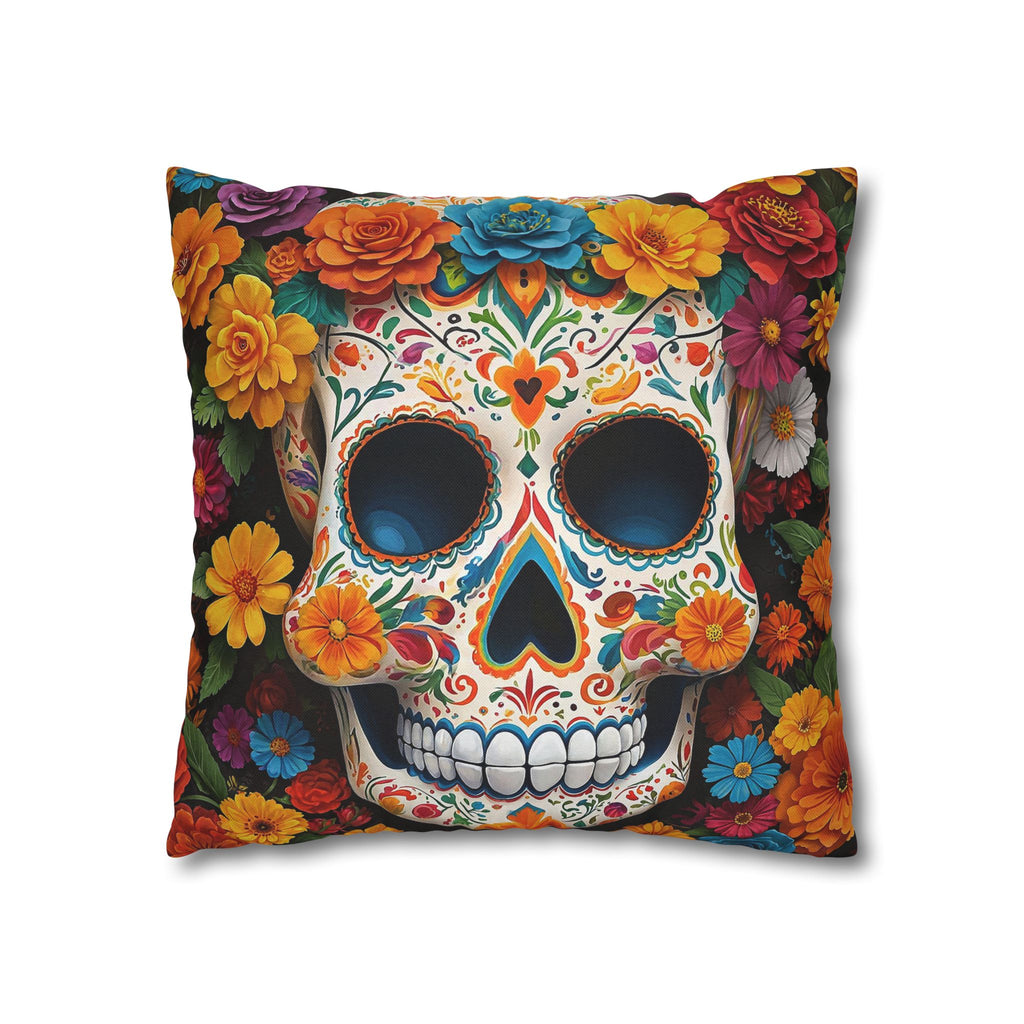 Vibrant Sugar Skull Pillowcase Día de los Muertos