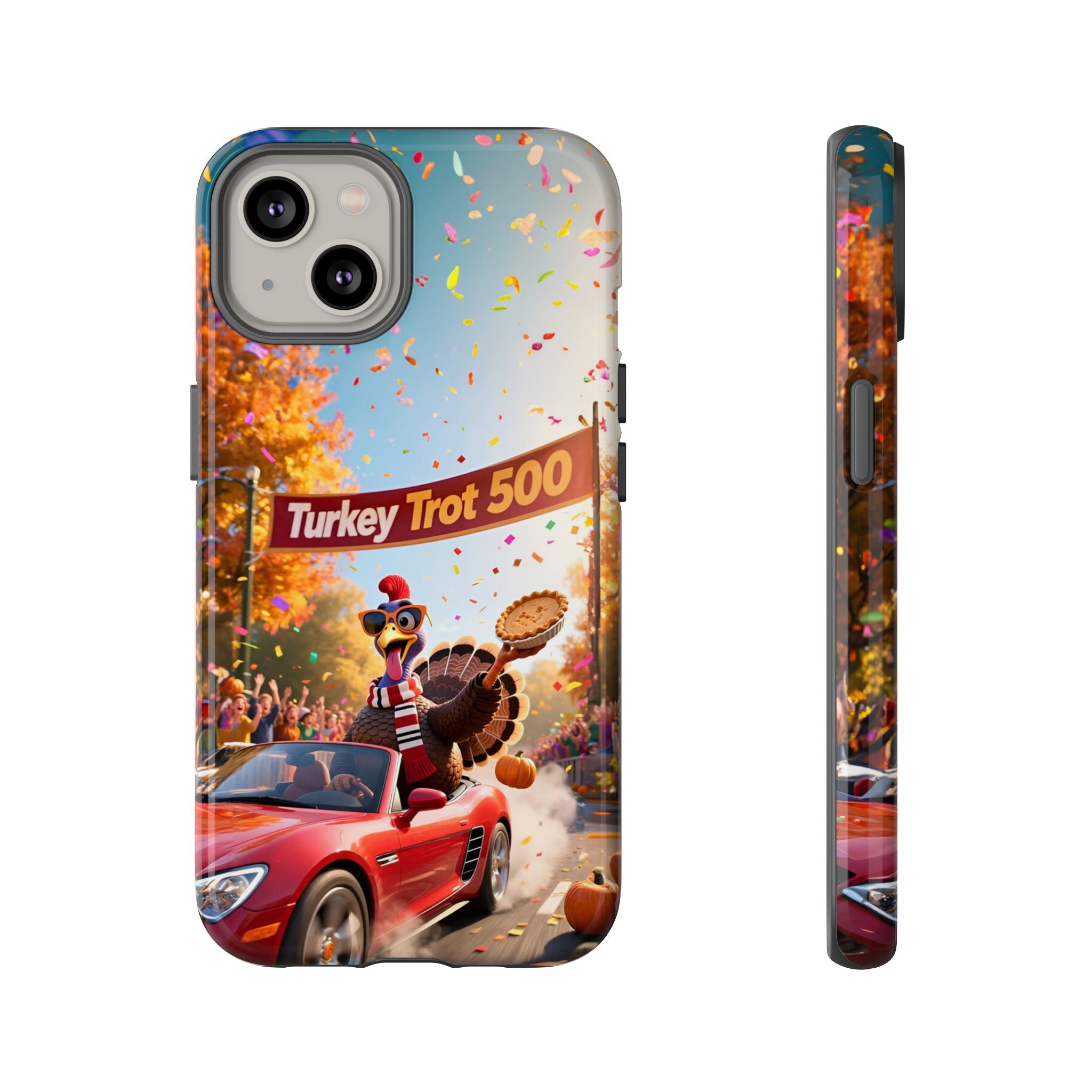 Turkey Trot 500 Phone Case – Festive Thanksgiving Racing Turkey Design