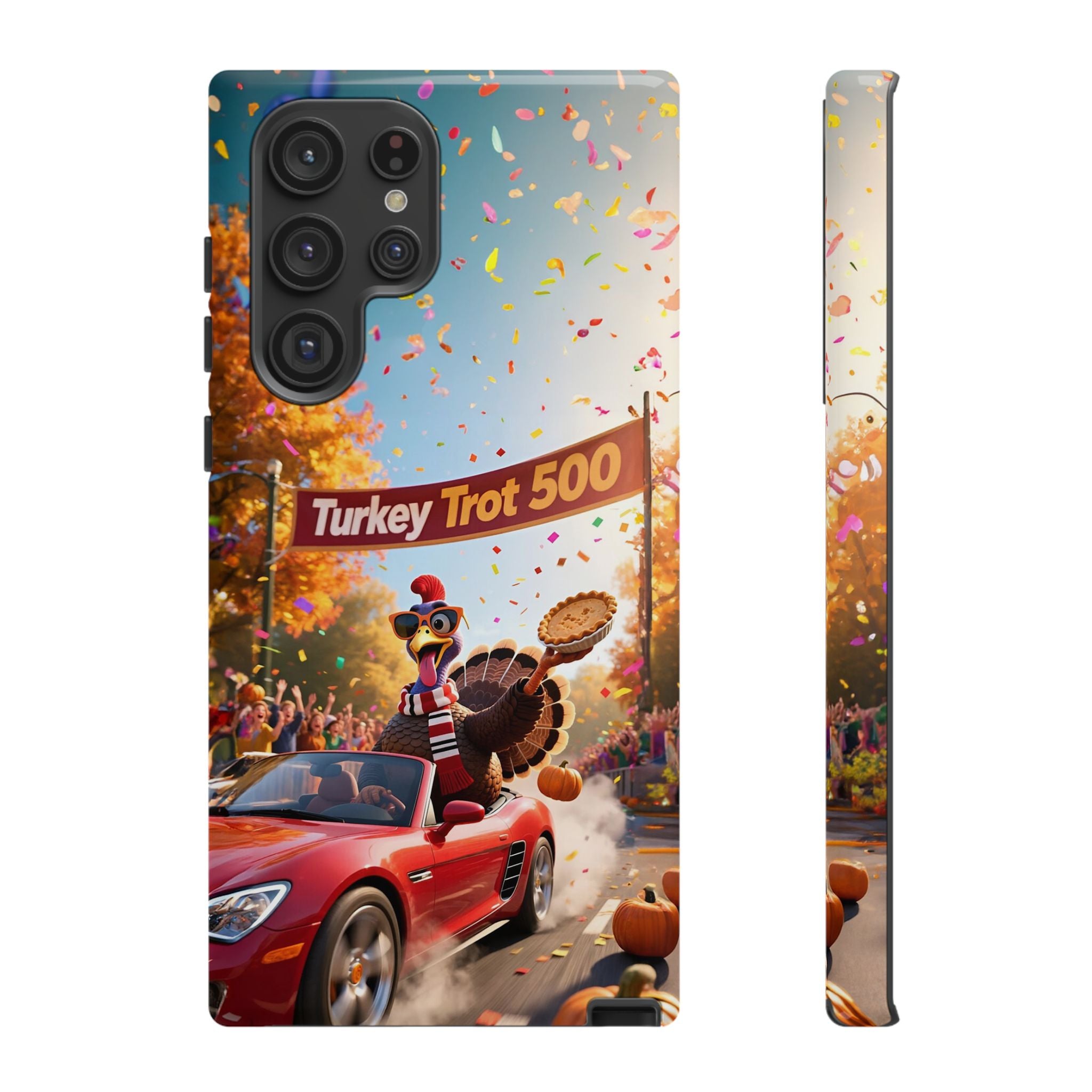 Turkey Trot 500 Phone Case – Festive Thanksgiving Racing Turkey Design