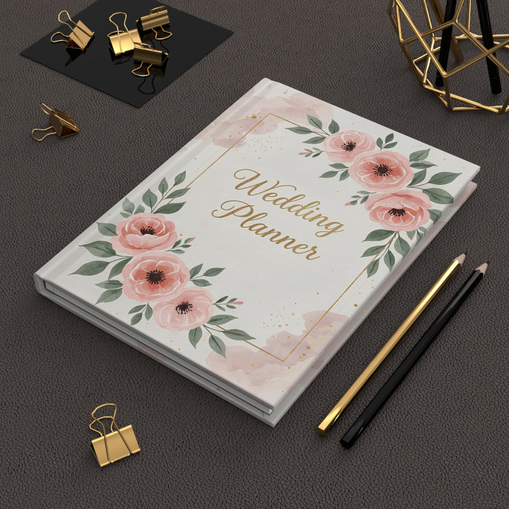Wedding Planner Hardcover Journal — Floral Pink Rose Wedding Organizer