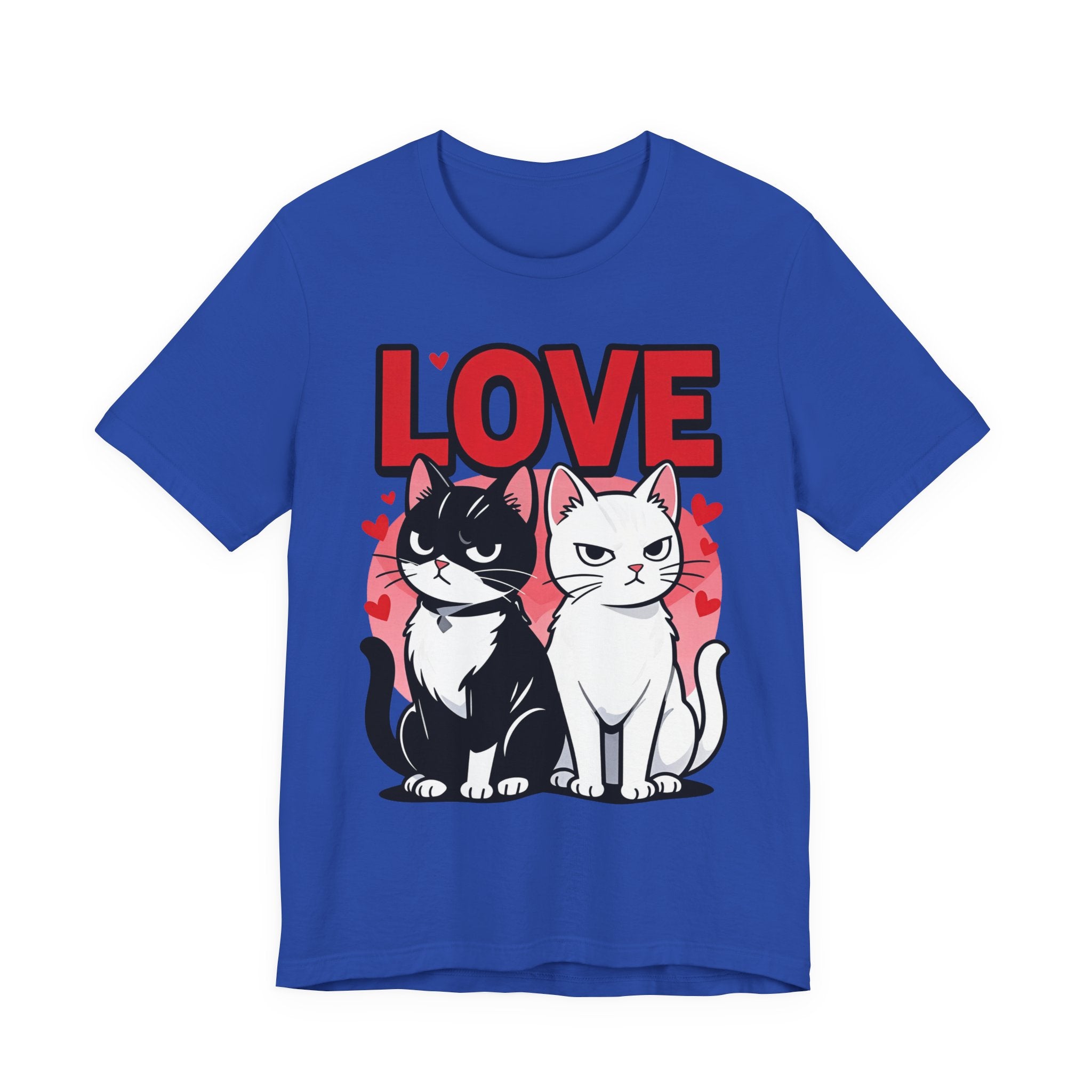 TValentine Black and White Cats Love T-Shirt | Valentine Cute Cat Couple Graphic Tee, Gift Valentine Cat T-shirt