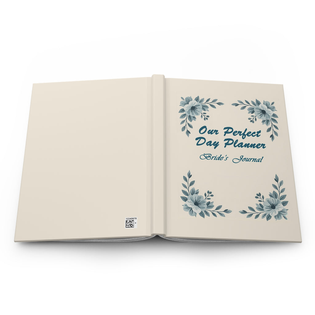 Open book with floral design and text on a white background