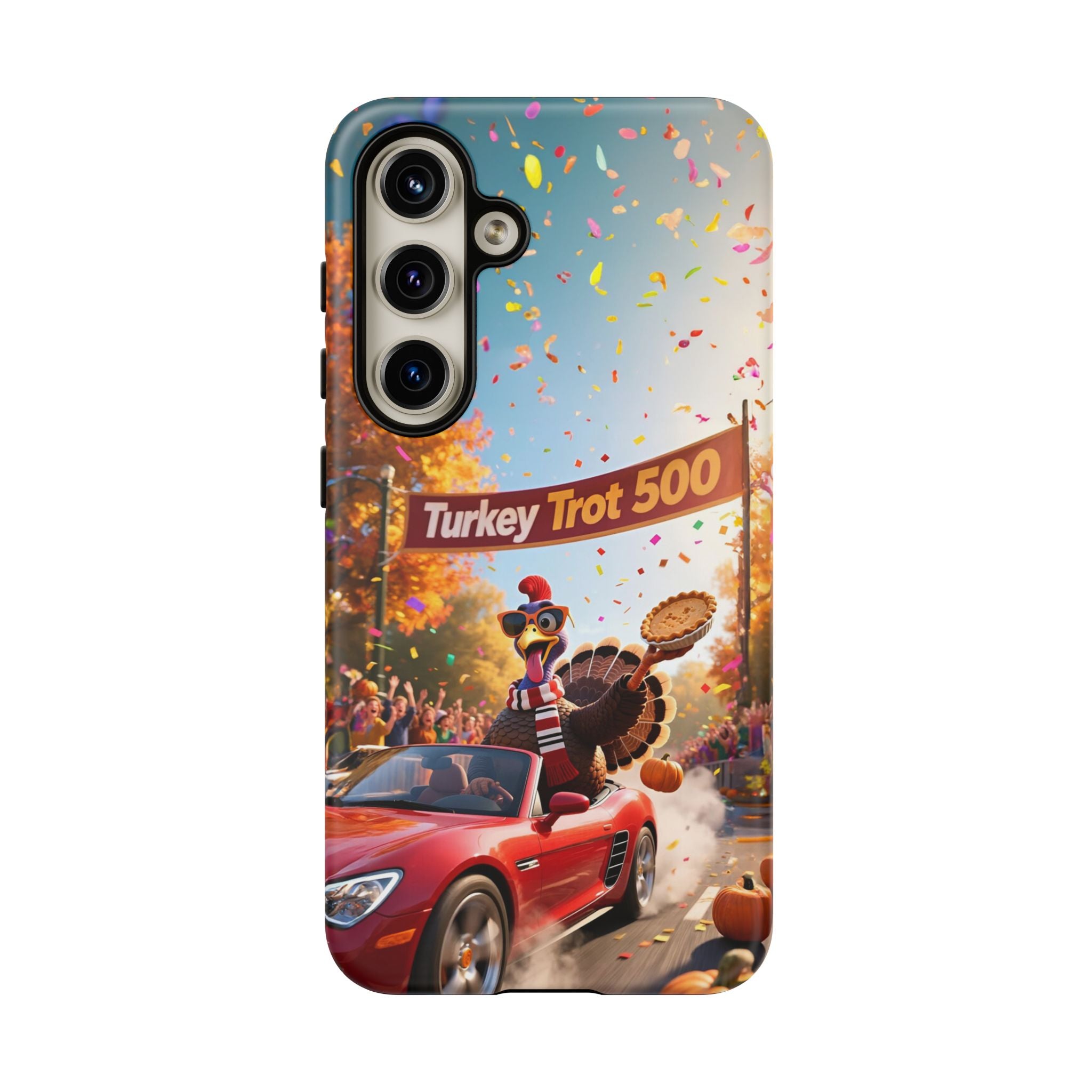 Turkey Trot 500 Phone Case – Festive Thanksgiving Racing Turkey Design