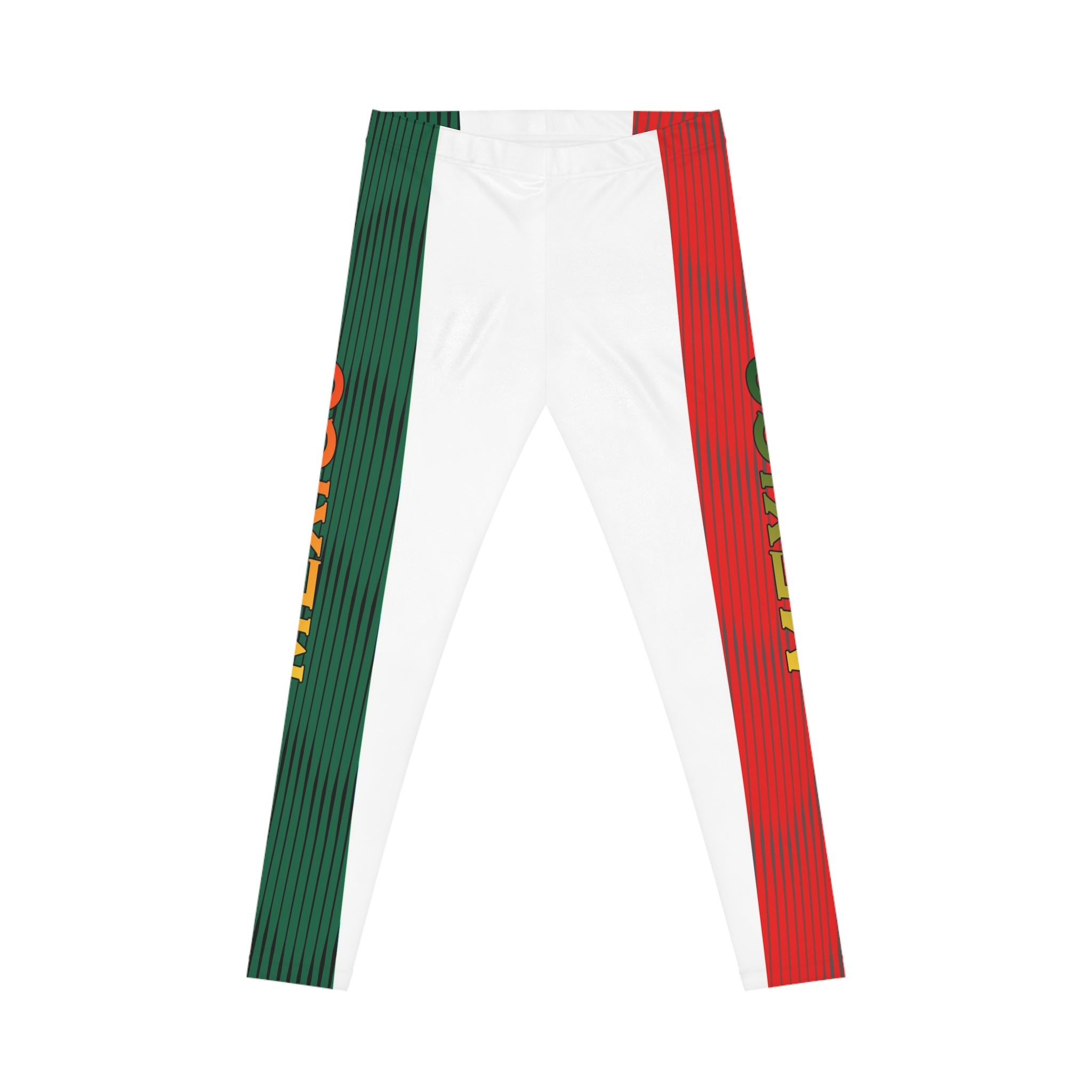 Mexico Flag Stripe Women's Leggings — 'MEXICO' Side Panel Activewear