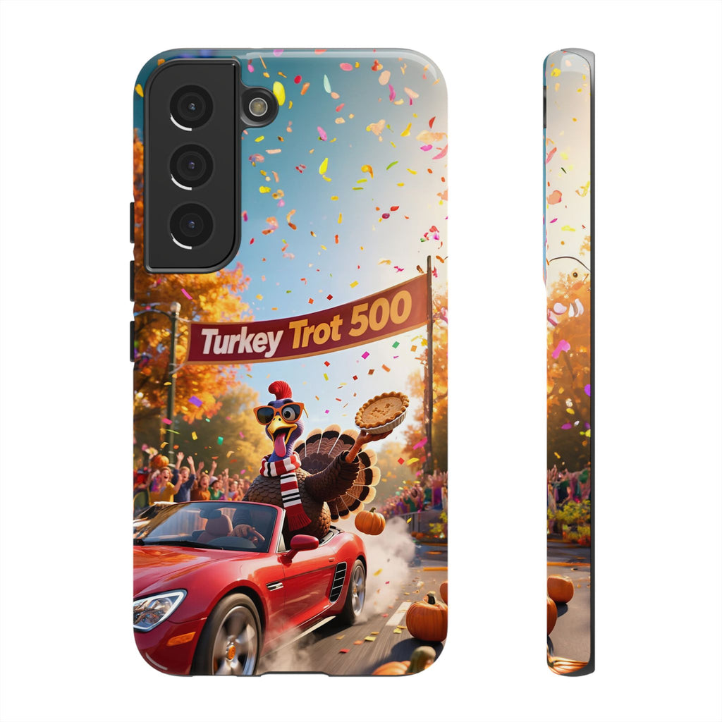 Turkey Trot 500 Phone Case – Festive Thanksgiving Racing Turkey Design