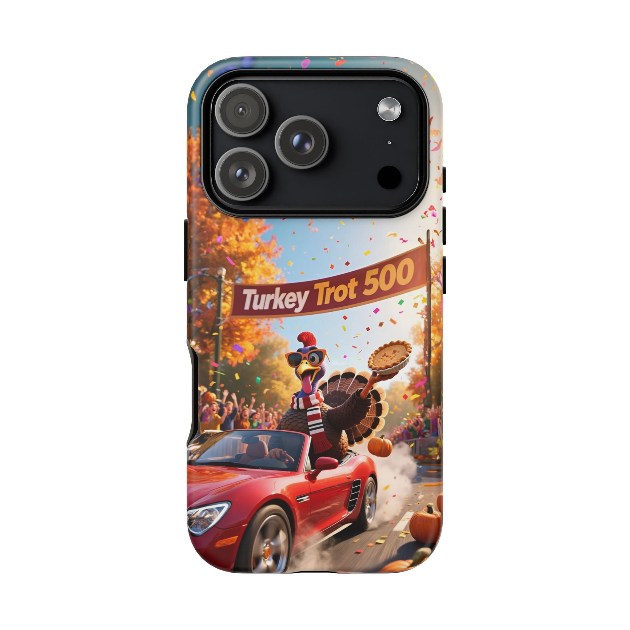 Turkey Trot 500 Phone Case – Festive Thanksgiving Racing Turkey Design