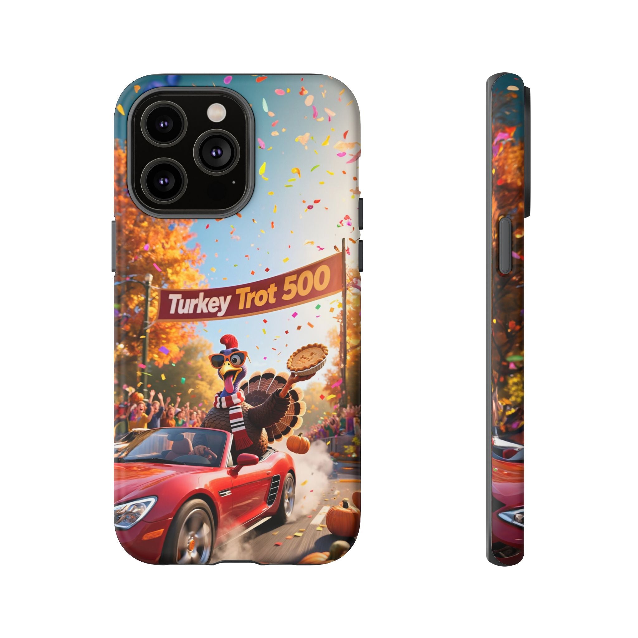 Turkey Trot 500 Phone Case – Festive Thanksgiving Racing Turkey Design