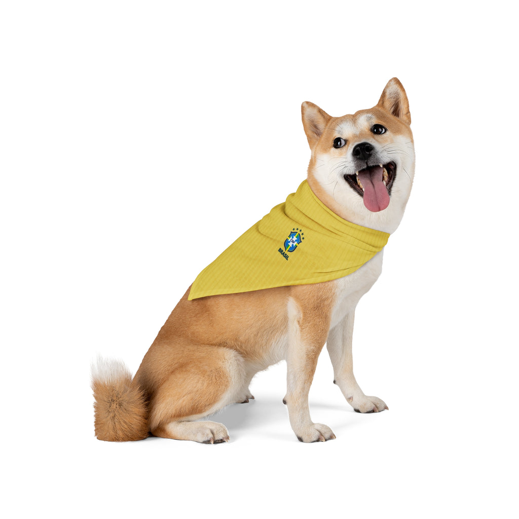 Brasil Soccer Pet Bandana — Green & Yellow Football Scarf for Dogs & Cats