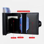 RFID Blocking Carbon Fiber Card Holder Wallet – Slim Metal Case for 12 Cards