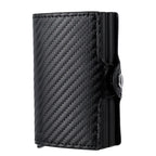 RFID Blocking Carbon Fiber Card Holder Wallet – Slim Metal Case for 12 Cards