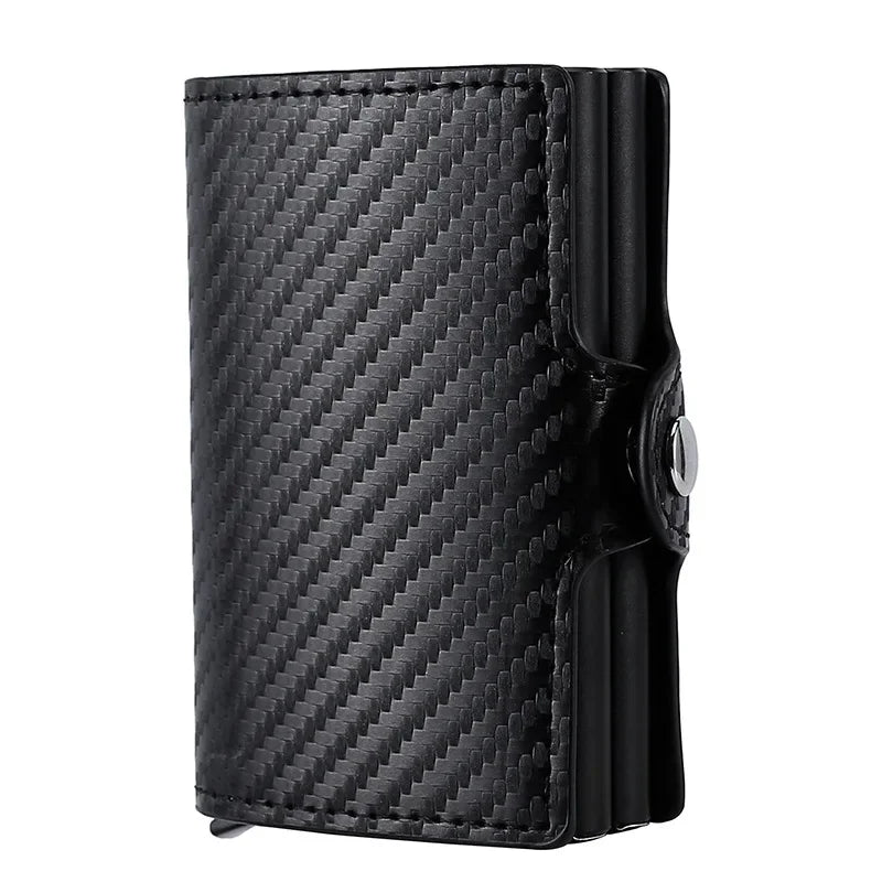RFID Blocking Carbon Fiber Card Holder Wallet – Slim Metal Case for 12 Cards