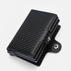 RFID Blocking Carbon Fiber Card Holder Wallet – Slim Metal Case for 12 Cards