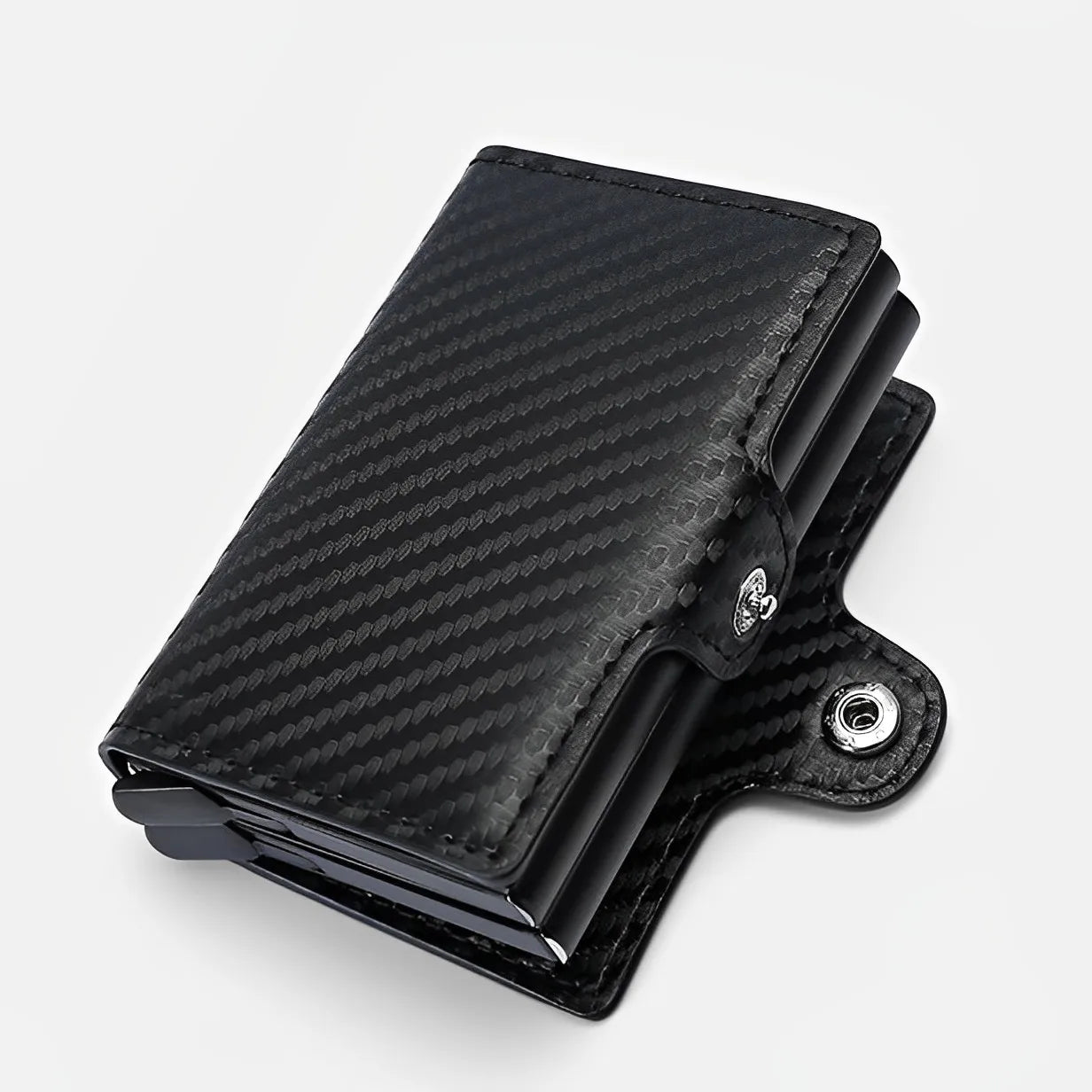RFID Blocking Carbon Fiber Card Holder Wallet – Slim Metal Case for 12 Cards